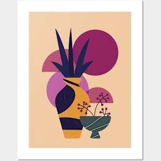 drawn vase of flowers art shape Posters and Art